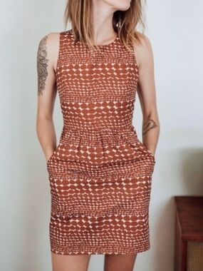 WHIT • Dockside Dress in Abstract Brown/White Print